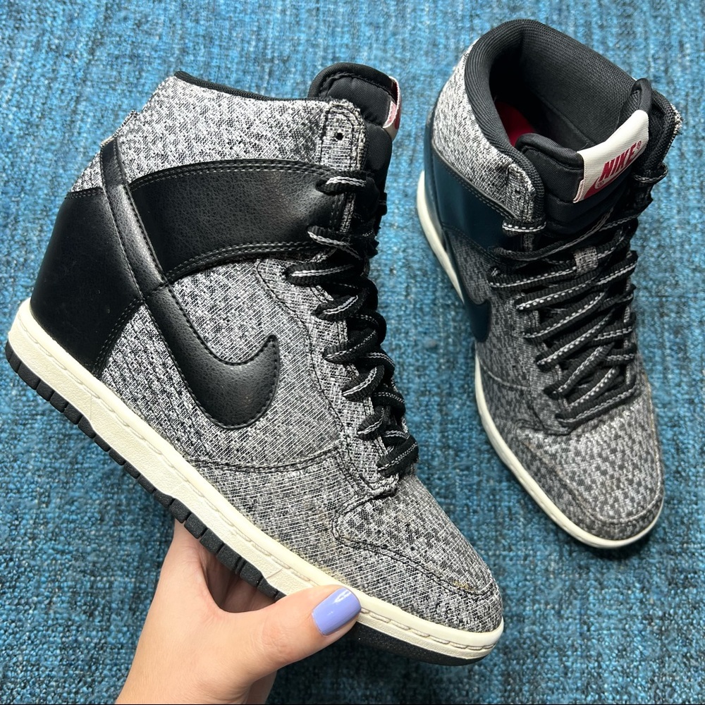 Nike Dunk Sky Hi TXT Hidden Wedge Sneakers in Black Wolf Gray